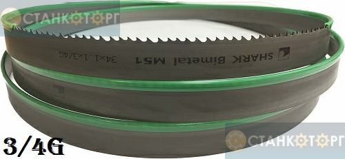 Ленточная пила SHARKMETAL Bimetal M51 34x1.1x3/4Gx7200 мм